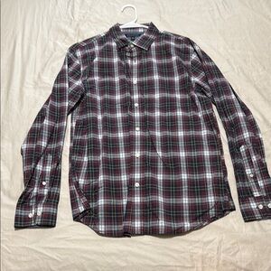 Banana Republic Red and Green Casual Button Down Shirt